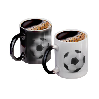 Soccer ball, Color changing magic Mug, ceramic, 330ml when adding hot liquid inside, the black colour desappears (1 pcs)