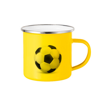 Soccer ball, Yellow Enamel Metallic Cup 360ml