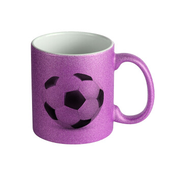 Soccer ball, Κούπα Μωβ Glitter που γυαλίζει, κεραμική, 330ml