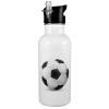 White water bottle with straw, stainless steel 600ml