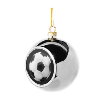 Soccer ball, Silver 8cm Christmas tree ball ornament