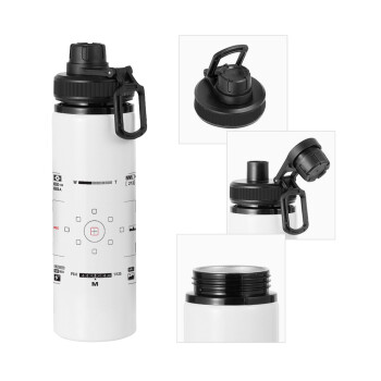 Camera viewfinder, Metal water bottle with safety cap, aluminum 850ml