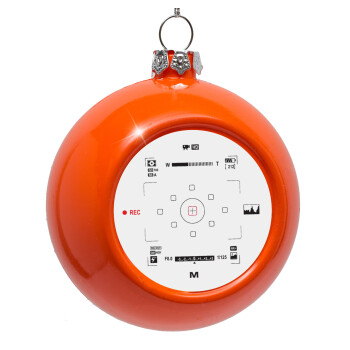 Camera viewfinder, Orange Christmas tree ornament bauble 8cm