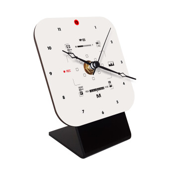 Camera viewfinder, Quartz Wooden table clock with hands (10cm)