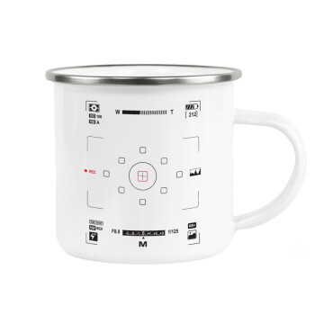 Camera viewfinder, Metallic enamel cup white 360ml