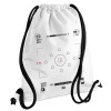 Backpack pouch GYMBAG white, with pocket (40x48cm) & thick cords