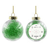 Transparent Christmas tree ball ornament with green filling 8cm