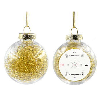 Camera viewfinder, Transparent Christmas tree ball ornament with gold filling 8cm