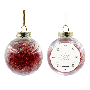 Camera viewfinder, Transparent Christmas tree ball ornament with red filling 8cm