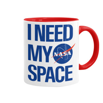 I need my space, Mug colored red, ceramic, 330ml