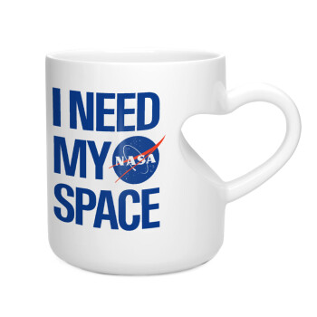 I need my space, Κούπα καρδιά λευκή, κεραμική, 330ml