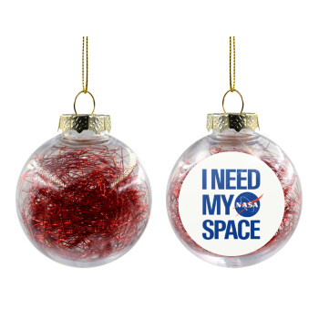 I need my space, Transparent Christmas tree ball ornament with red filling 8cm