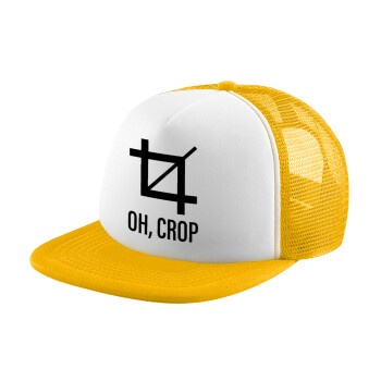 Oh Crop, Adult Soft Trucker Hat with Yellow/White Mesh (POLYESTER, ADULT, UNISEX, ONE SIZE)