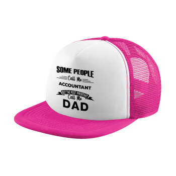 Some people call me accountant, Adult Soft Trucker Hat with Pink/White Mesh (POLYESTER, ADULT, UNISEX, ONE SIZE)