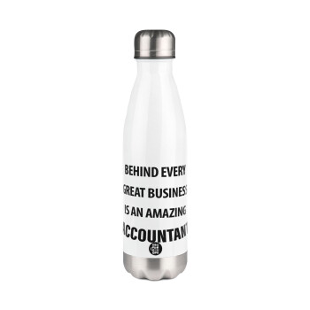 Behind every great business, Metal mug thermos White (Stainless steel), double wall, 500ml