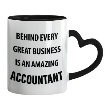 Behind every great business, Mug heart black handle, ceramic, 330ml