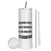 Tumbler stainless steel 600ml, with metal straw & cleaning brush