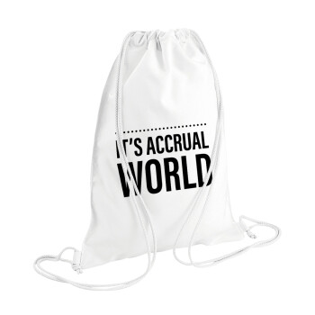 It's an accrual world, Τσάντα πλάτης πουγκί GYMBAG λευκή (28x40cm)