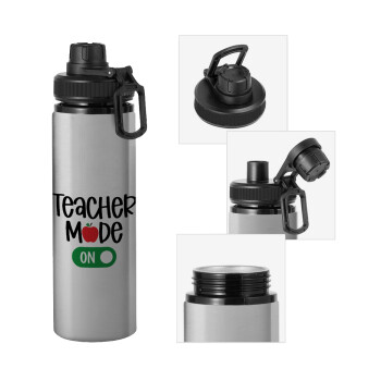 Teacher mode ON, Metallic water bottle with safety cap, 850ml aluminum