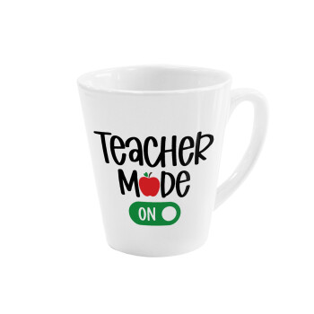 Teacher mode ON, Κούπα κωνική Latte Λευκή, κεραμική, 300ml