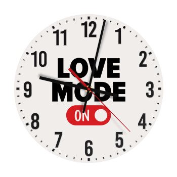 LOVE MODE ON, Ρολόι τοίχου ξύλινο (30cm)