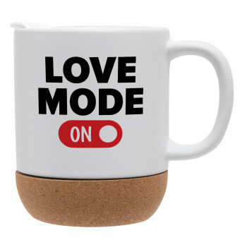 LOVE MODE ON, Ceramic coffee mug Cork (MAT), 330ml (1pcs)