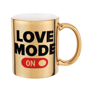 LOVE MODE ON, Mug ceramic, gold mirror, 330ml