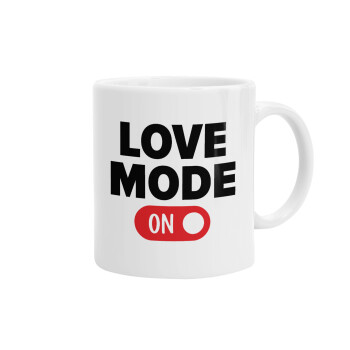 LOVE MODE ON, Ceramic coffee mug, 330ml (1pcs)