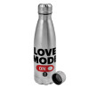 Metallic water bottle, stainless steel, 750ml