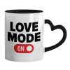 Mug heart black handle, ceramic, 330ml