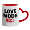 Mug heart red handle, ceramic, 330ml