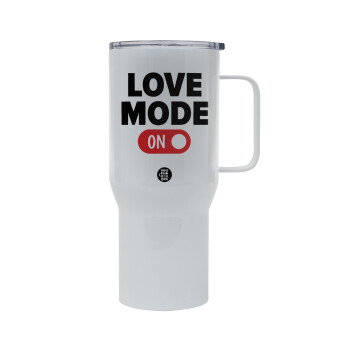 LOVE MODE ON, Tumbler με καπάκι, διπλού τοιχώματος (θερμό) 750L