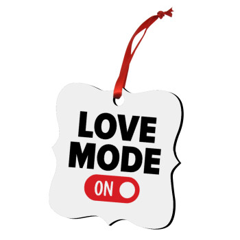 LOVE MODE ON, Χριστουγεννιάτικο στολίδι polygon ξύλινο 7.5cm