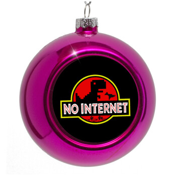 No internet, Purple Christmas tree ornament bauble 8cm