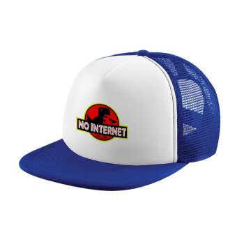 No internet, Adult Soft Trucker Hat with Blue/White Mesh (POLYESTER, ADULT, UNISEX, ONE SIZE)