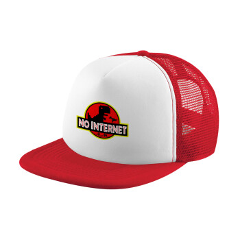 No internet, Adult Soft Trucker Hat with Red/White Mesh (POLYESTER, ADULT, UNISEX, ONE SIZE)