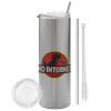 Eco friendly stainless steel Silver tumbler 600ml, with metal straw & cleaning brush