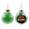 Transparent Christmas tree ball ornament with green filling 8cm