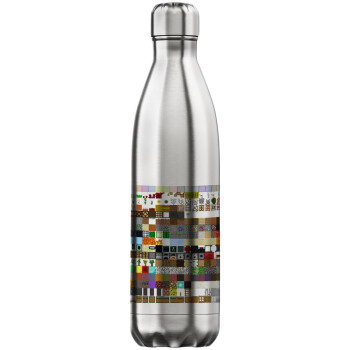 Minecraft blocks, Μεταλλικό παγούρι θερμός Inox (Stainless steel), διπλού τοιχώματος, 750ml