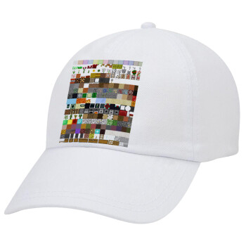 Minecraft blocks, Adult Baseball Cap White 5-panel (POLYESTER, ADULT, UNISEX, ONE SIZE)