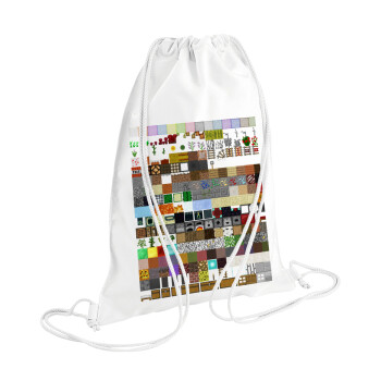 Minecraft blocks, Backpack pouch GYMBAG white (28x40cm)