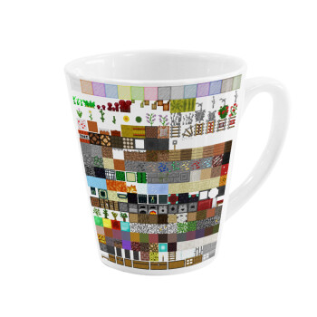 Minecraft blocks, Κούπα κωνική Latte Λευκή, κεραμική, 300ml