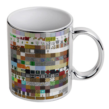 Minecraft blocks, Mug ceramic, silver mirror, 330ml