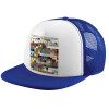 Adult Soft Trucker Hat with Blue/White Mesh (POLYESTER, ADULT, UNISEX, ONE SIZE)