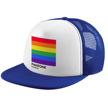 Pantone Rainbow, Adult Soft Trucker Hat with Blue/White Mesh (POLYESTER, ADULT, UNISEX, ONE SIZE)