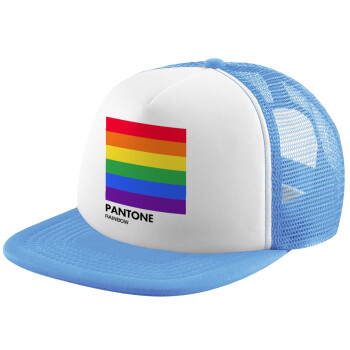 Pantone Rainbow, Καπέλο παιδικό Soft Trucker με Δίχτυ ΓΑΛΑΖΙΟ/ΛΕΥΚΟ (POLYESTER, ΠΑΙΔΙΚΟ, ONE SIZE)