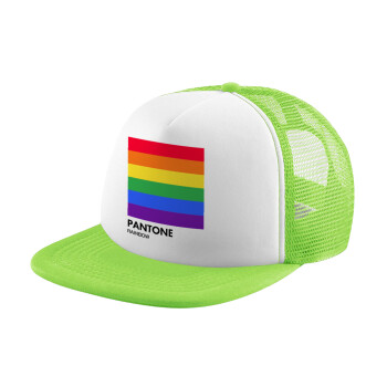 Pantone Rainbow, Καπέλο Ενηλίκων Soft Trucker με Δίχτυ ΠΡΑΣΙΝΟ/ΛΕΥΚΟ (POLYESTER, ΕΝΗΛΙΚΩΝ, ONE SIZE)