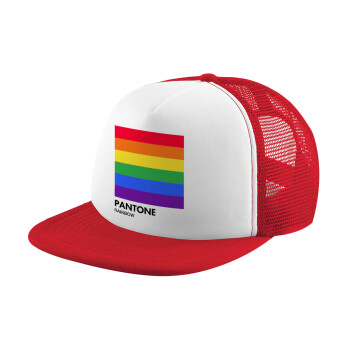 Pantone Rainbow, Καπέλο παιδικό Soft Trucker με Δίχτυ ΚΟΚΚΙΝΟ/ΛΕΥΚΟ (POLYESTER, ΠΑΙΔΙΚΟ, ONE SIZE)