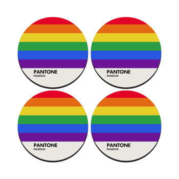 Pantone Rainbow, SET of 4 round wooden coasters (9cm)