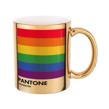 Pantone Rainbow, Mug ceramic, gold mirror, 330ml